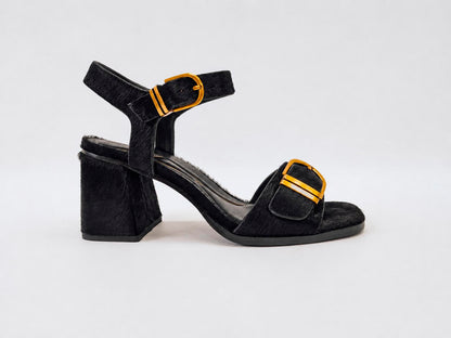 Women's hide buckle heel sandals